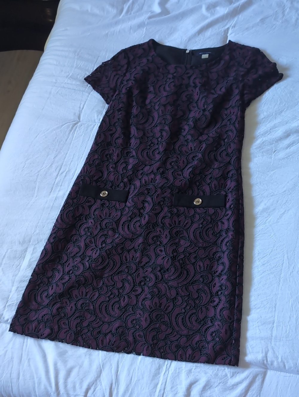 Tommy Hilfiger Plum Lace Overlay Midi Dress